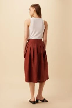 Mariah Linen Skirt - Rust -Women Clothing Sales 10205 Mariah Linen Rust 3