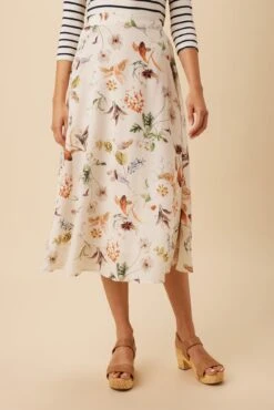 Blaze Washable Silk Skirt - Botanic Floral Ivory 7 Blaze Washable Silk Skirt - Botanic Floral Ivory -Women Clothing Sales 10227 Blaze Silk Lined Botanic Floral Ivory 1