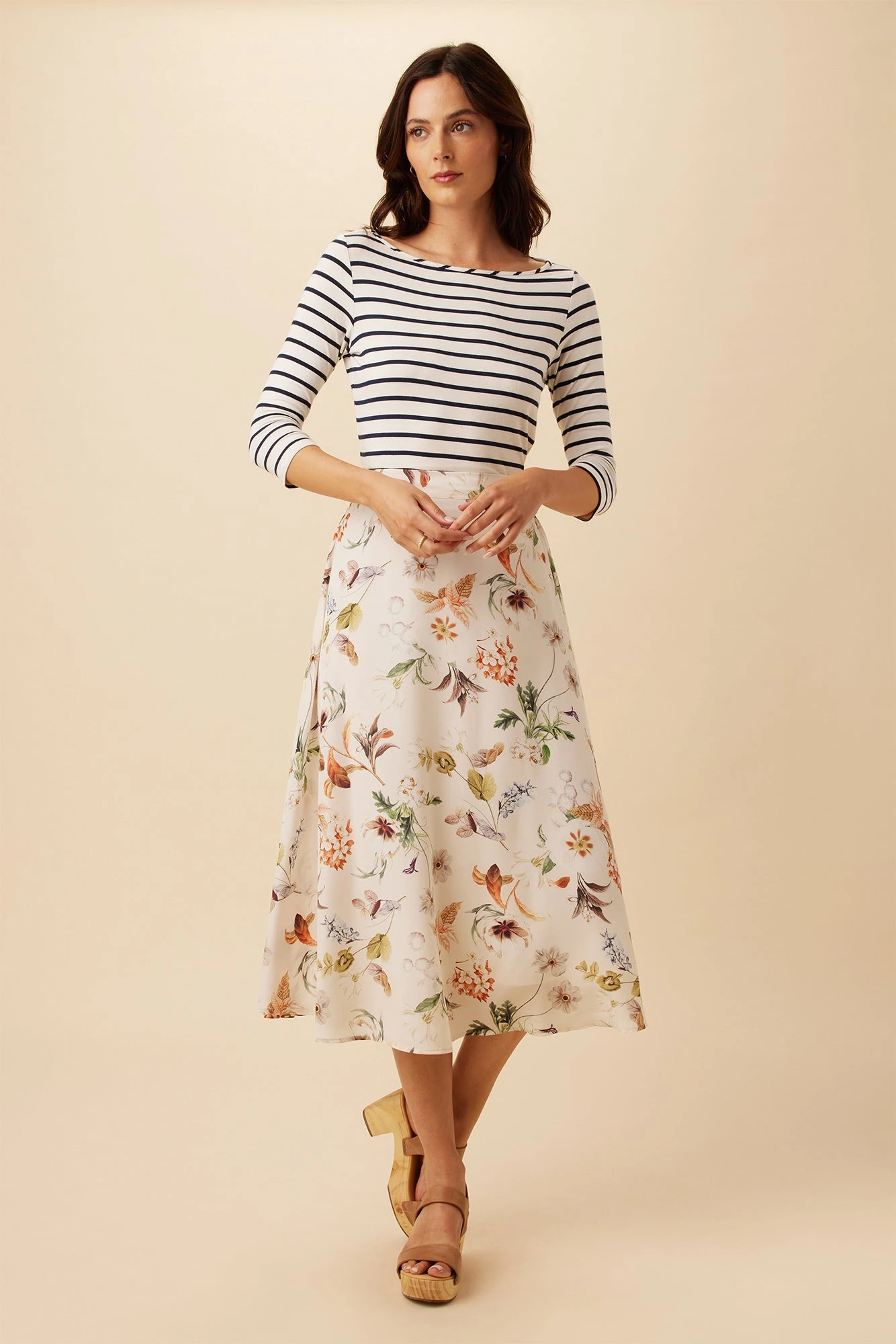 Blaze Washable Silk Skirt - Botanic Floral Ivory 1 Blaze Washable Silk Skirt - Botanic Floral Ivory