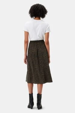 Ollie Washable Silk Skirt - Zebra Green Black -Women Clothing Sales 10235 Ollie Silk Zebra Green Black 3