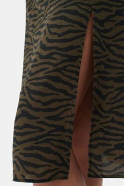 Ollie Washable Silk Skirt - Zebra Green Black -Women Clothing Sales 10235 Ollie Silk Zebra Green Black 6