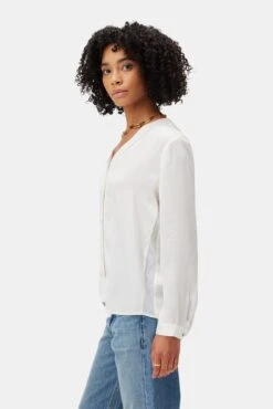 Kaya Blouse - Ivory -Women Clothing Sales 10242 Kaya Mixed Media Ivory 2