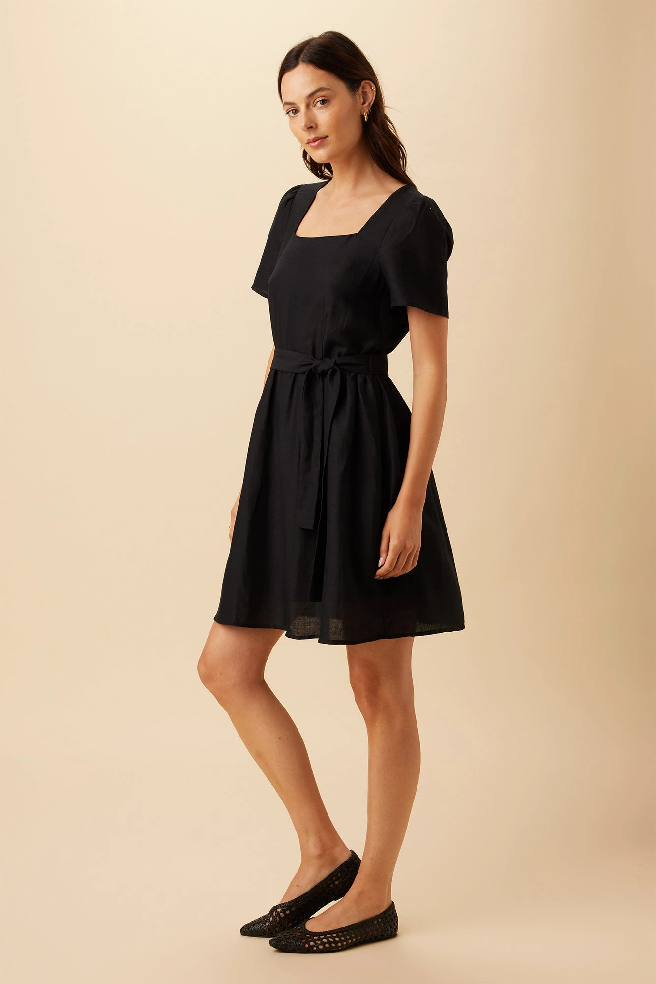 Ria Ramie Viscose Dress - Black 2 Ria Ramie Viscose Dress - Black - Image 2