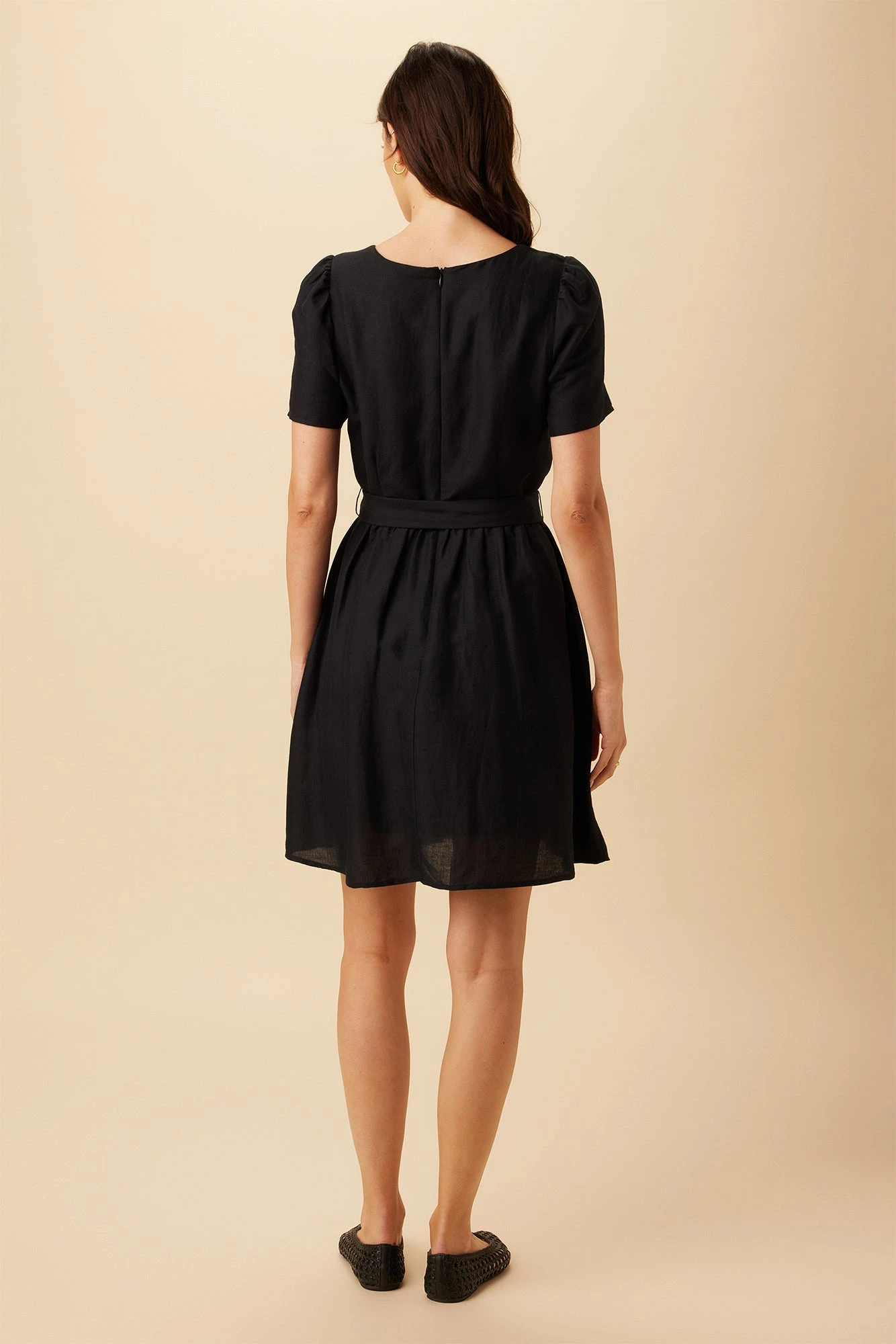 Ria Ramie Viscose Dress - Black 3 Ria Ramie Viscose Dress - Black - Image 3