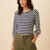 Issa Reverie Knit Tee - Navy Natural Stripe