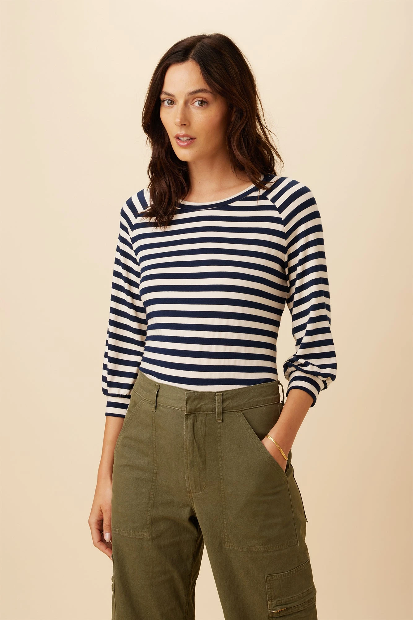 Issa Reverie Knit Tee - Navy Natural Stripe 1 Issa Reverie Knit Tee - Navy Natural Stripe