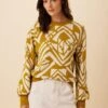 Galya Organic Cotton Sweater - Chartreuse Ivory