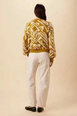 Galya Organic Cotton Sweater - Chartreuse Ivory -Women Clothing Sales 10268 Galya Chartreuse Ivory 3