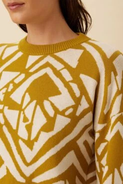 Galya Organic Cotton Sweater - Chartreuse Ivory -Women Clothing Sales 10268 Galya Chartreuse Ivory 4