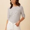 Cecelia Long Sleeve Reverie Slub Tee - Gigi White Stripe