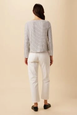 Cecelia Long Sleeve Reverie Slub Tee - Gigi White Stripe -Women Clothing Sales 10271 LS Cecelia Gigi White Stripe 3