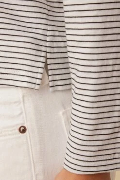 Cecelia Long Sleeve Reverie Slub Tee - Gigi White Stripe -Women Clothing Sales 10271 LS Cecelia Gigi White Stripe 4