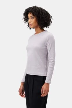 Eleanor Long Sleeve Baby Rib Tee - Lilac -Women Clothing Sales 10277 Eleanor LS Lilac 2