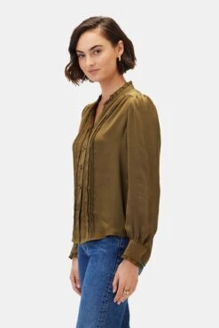 Charlotte Blouse - Bronzed Olive -Women Clothing Sales 10310 LS Charlotte Novelty Bronzed Olive 2