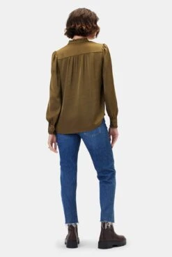 Charlotte Blouse - Bronzed Olive -Women Clothing Sales 10310 LS Charlotte Novelty Bronzed Olive 3