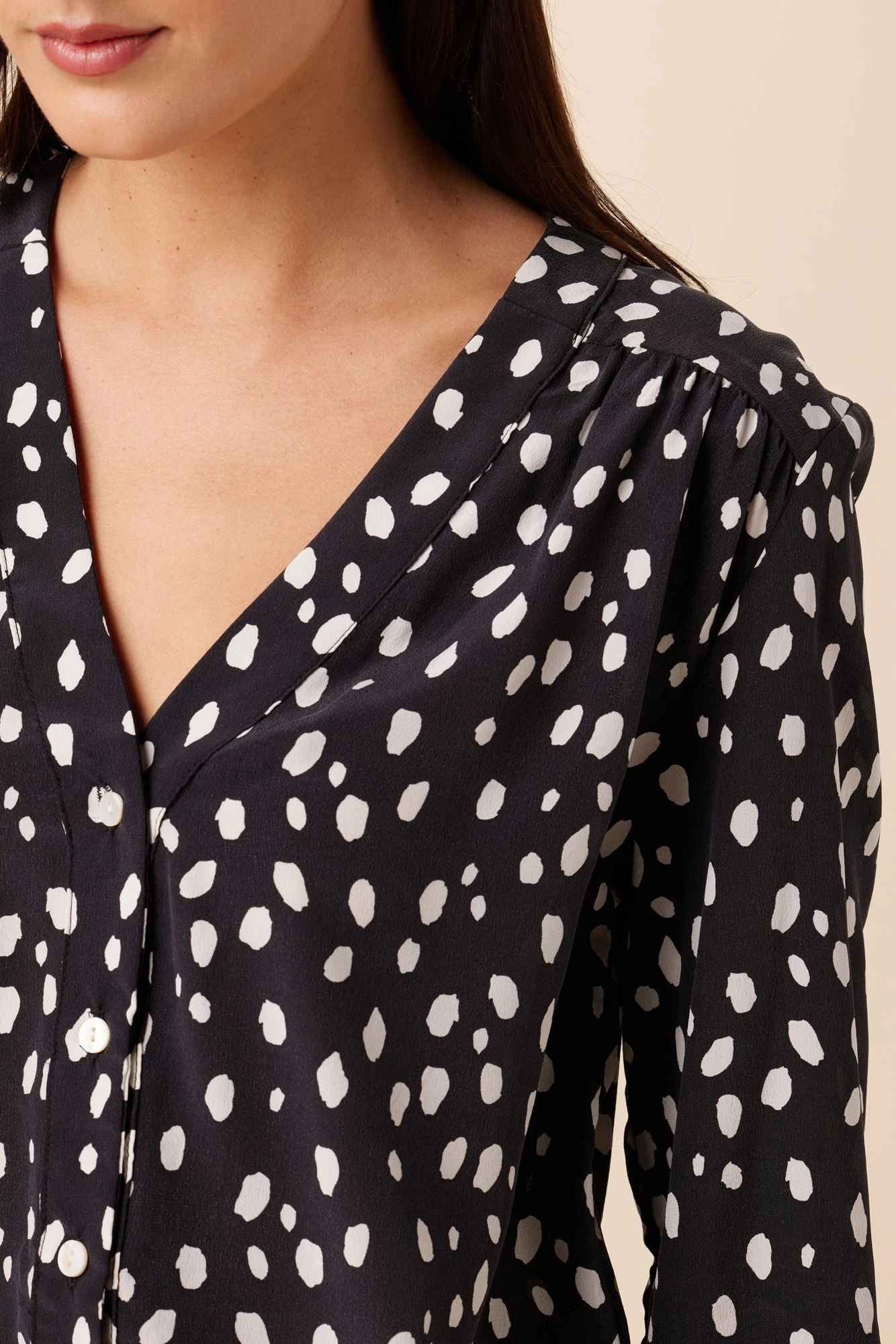 Kaya Washable Silk Blouse - Pebble Dot Black 4 Kaya Washable Silk Blouse - Pebble Dot Black - Image 4