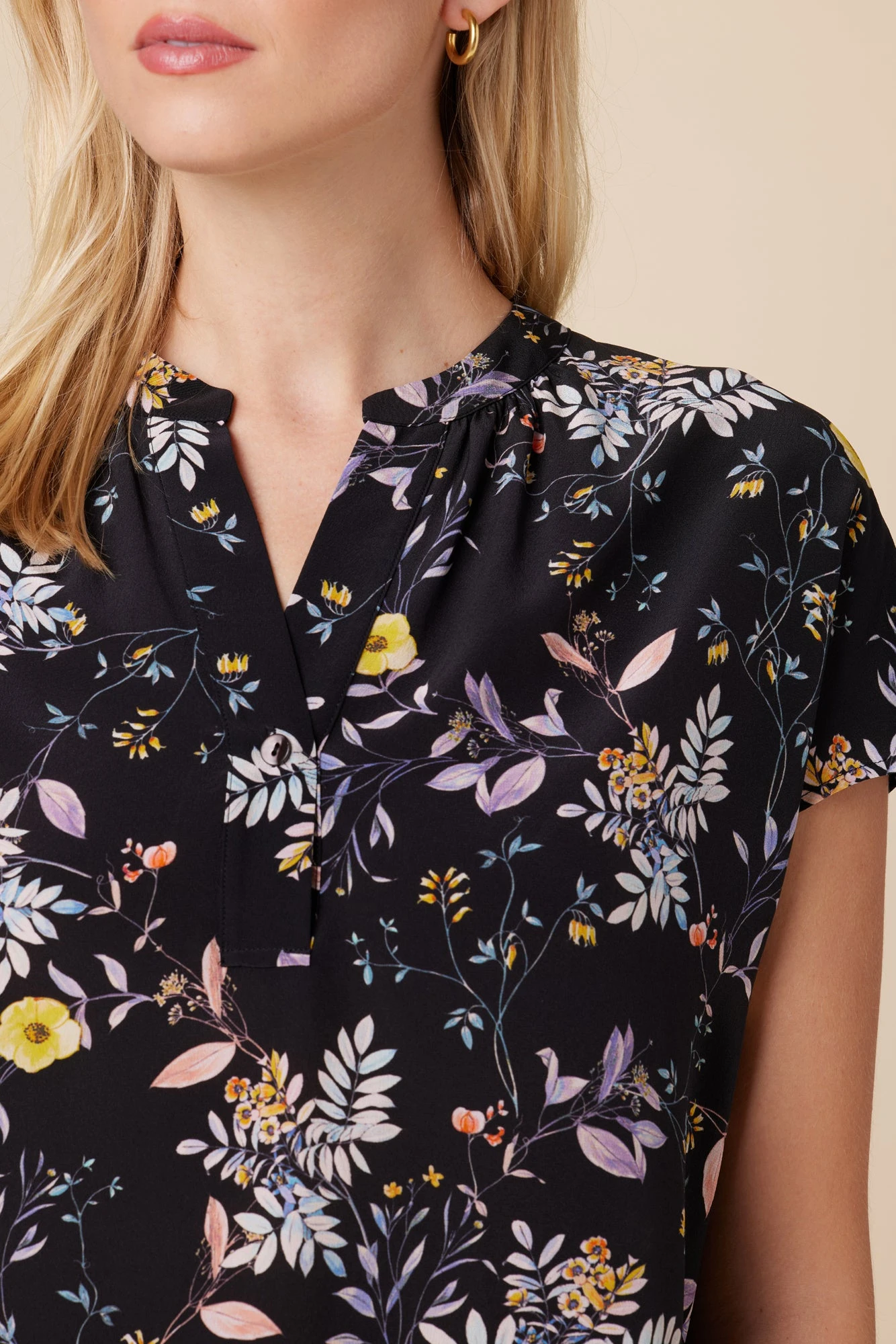 Renata Washable Silk Blouse - French Jardin Black 4 Renata Washable Silk Blouse - French Jardin Black - Image 4