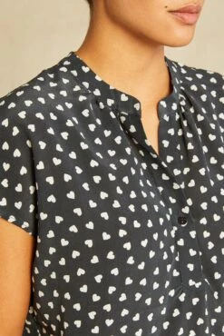 Renata Washable Silk Blouse 23 Renata Washable Silk Blouse -Women Clothing Sales 1068 Renata Heart Black Ivory 3474 web