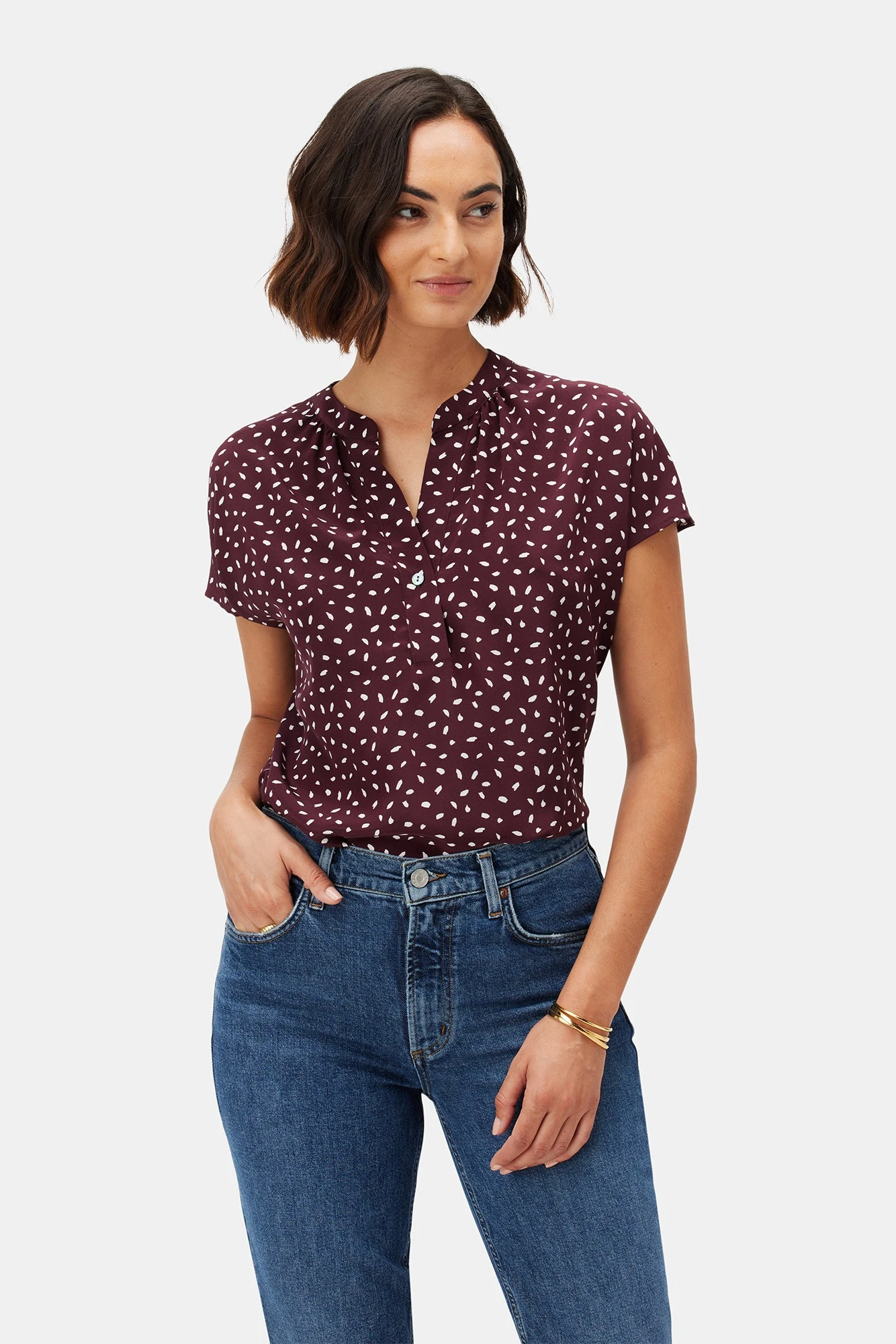 Renata Washable Silk Blouse - Doucet Dot Vineyard 1 Renata Washable Silk Blouse - Doucet Dot Vineyard