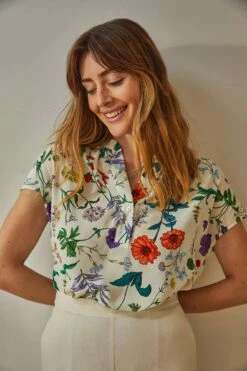 Renata Washable Silk Blouse - Stella Floral White 7 Renata Washable Silk Blouse - Stella Floral White -Women Clothing Sales 1068 Renata Stella White 5541