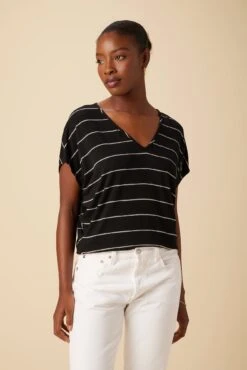 Mayr Dream Knit Tee - Black Havana Stripe