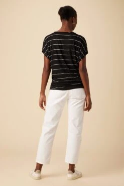 Mayr Dream Knit Tee - Black Havana Stripe -Women Clothing Sales 10 7044 Mayr Havana Stripe Black 3