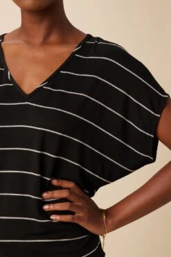 Mayr Dream Knit Tee - Black Havana Stripe -Women Clothing Sales 10 7044 Mayr Havana Stripe Black 4