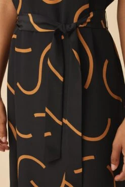 Cindra Washable Silk Midi Dress - Waves Caramel 7 Cindra Washable Silk Midi Dress - Waves Caramel -Women Clothing Sales 11 9674 Cindra Waves Caramel 4