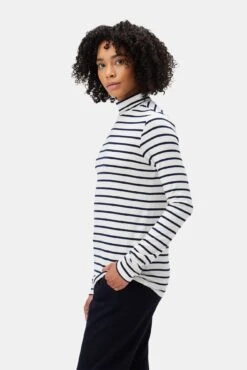 Flannery Dream Knit Turtleneck - Marine Stripe -Women Clothing Sales 2518 Flannery Stripe Harbor Stripe Marine 2
