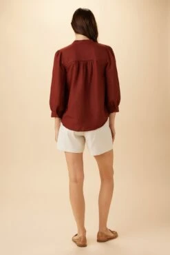 Charlotte 3/4 Sleeve Ramie Viscose Blouse - Rust 6 Charlotte 3/4 Sleeve Ramie Viscose Blouse - Rust -Women Clothing Sales 26 10200 Charlotte Ramie Rust 3