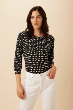 Issa Viscose Knit Tee - Valencia Dot Black