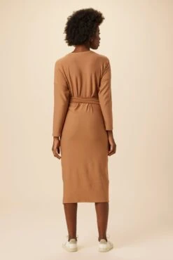 Russo Luxe Fleece Dress - Camel -Women Clothing Sales 28 0050R1 Russo Camel 3