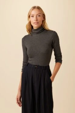 Flannery Dream Rib Turtleneck - Anthracite