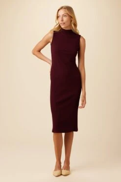 Lux Paris Rib Midi Dress - Plum