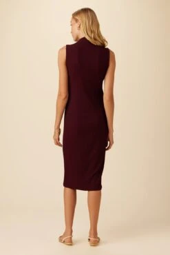Lux Paris Rib Midi Dress - Plum -Women Clothing Sales 3002R1 SL Lux Plum 3