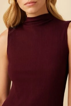 Lux Paris Rib Midi Dress - Plum -Women Clothing Sales 3002R1 SL Lux Plum 4