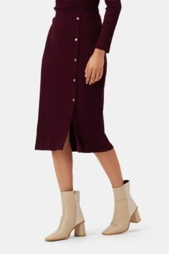 Gadot Paris Rib Skirt - Plum -Women Clothing Sales 3800R1 Lux Turtleneck Plum 2