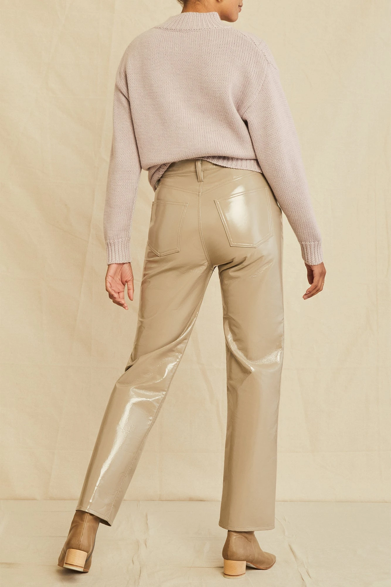 AGOLDE Recycled Leather 90s Pinch Waist Jean - Quail Patent 3 AGOLDE Recycled Leather 90s Pinch Waist Jean - Quail Patent - Image 3