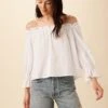 Valerie Off-Shoulder Cotton Blouse - White