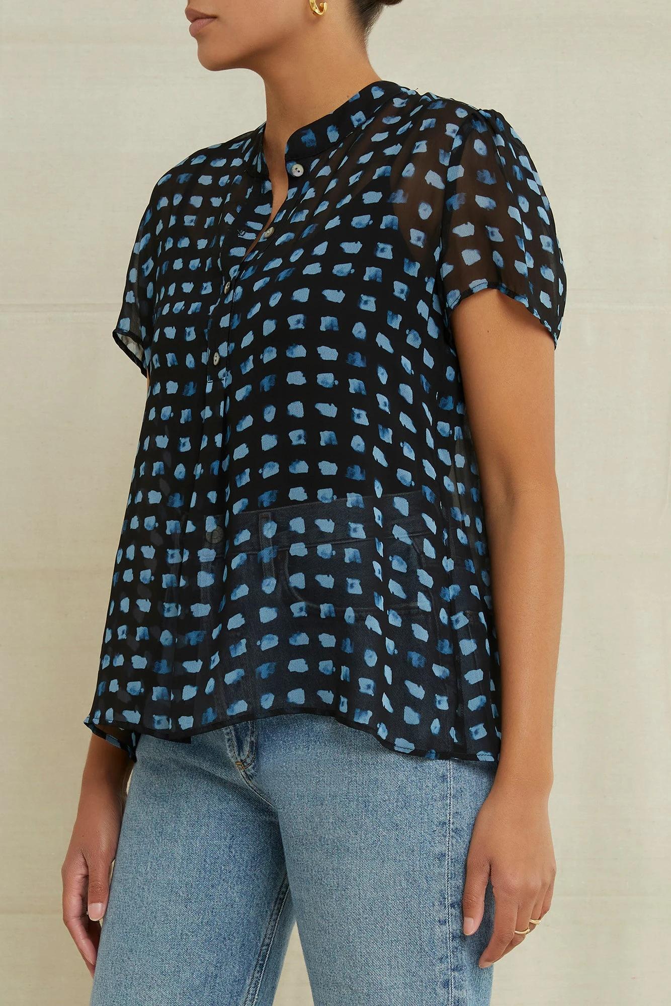 Elodie Nouveau Silk Blouse - Squared Up Black 2 Elodie Nouveau Silk Blouse - Squared Up Black - Image 2