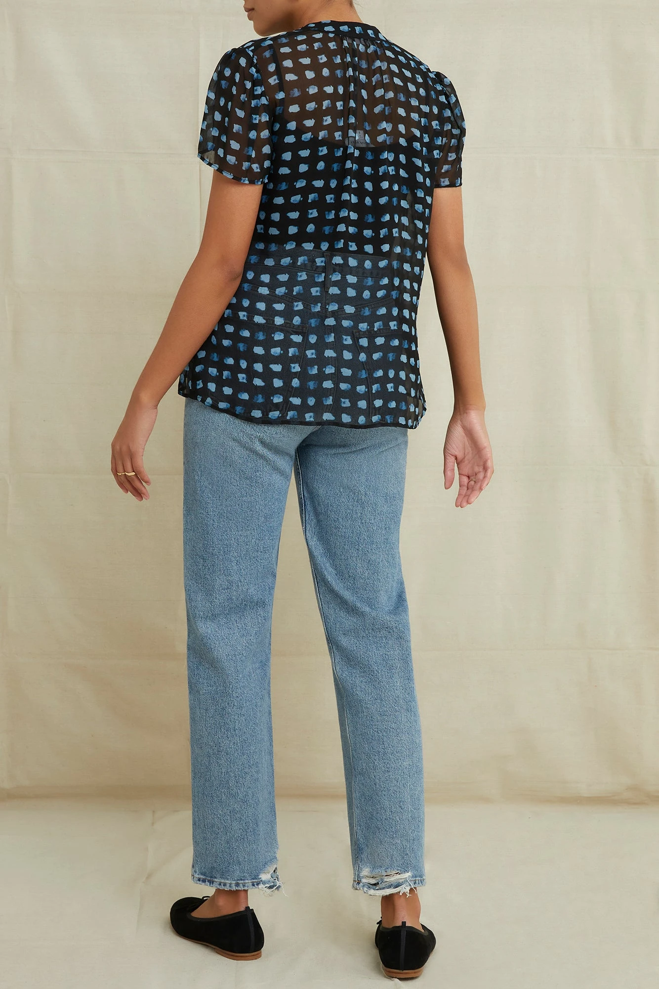 Elodie Nouveau Silk Blouse - Squared Up Black 3 Elodie Nouveau Silk Blouse - Squared Up Black - Image 3