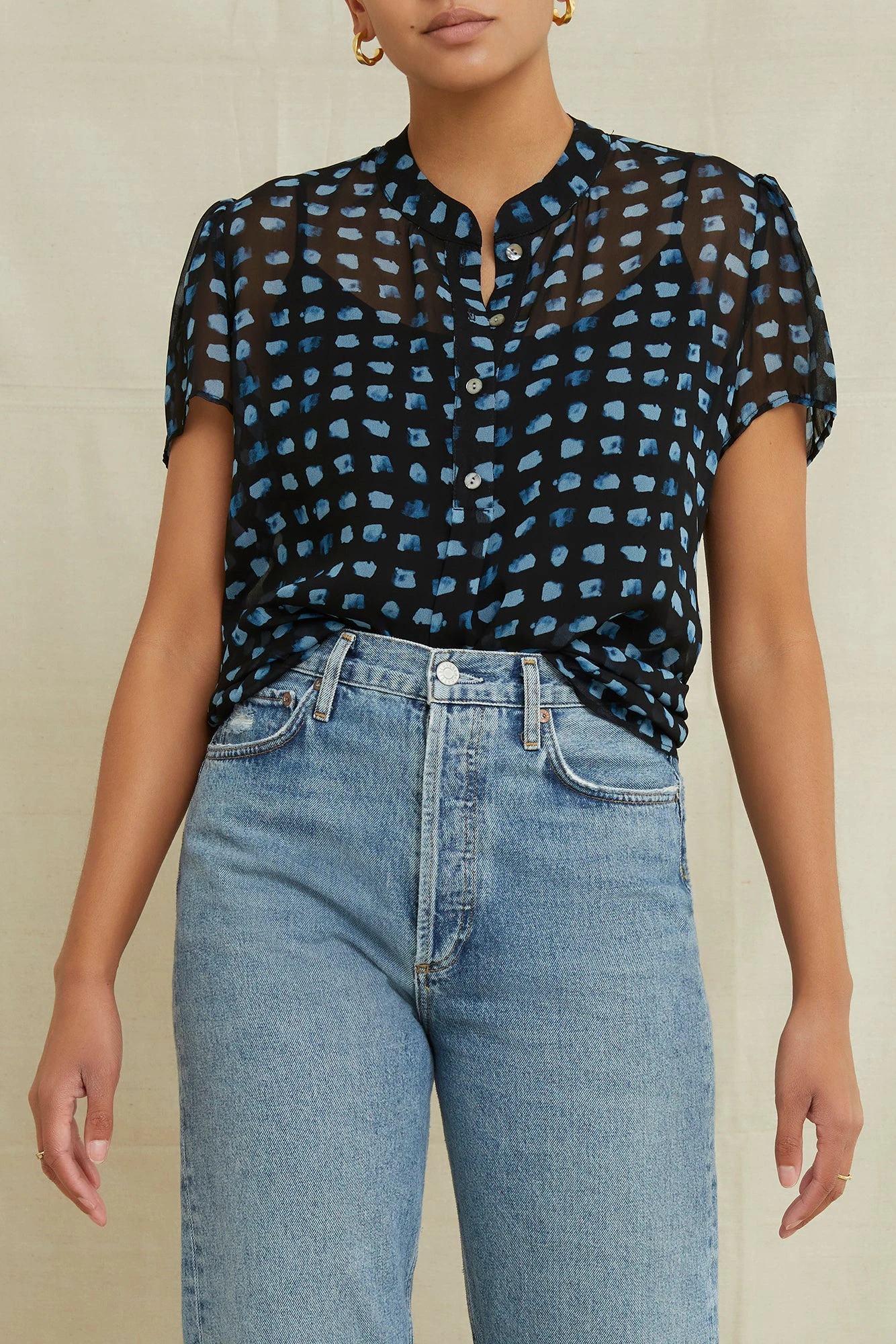 Elodie Nouveau Silk Blouse - Squared Up Black 1 Elodie Nouveau Silk Blouse - Squared Up Black