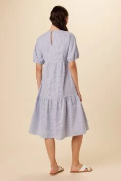 Adele Upcycled Midi Dress - Navy White Stripe -Women Clothing Sales 7543 Adele Navy White Stripe 3