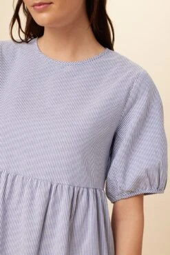 Adele Upcycled Midi Dress - Navy White Stripe -Women Clothing Sales 7543 Adele Navy White Stripe 4