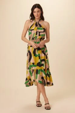 Stefania Washable Silk Dress - Piazza Print