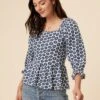 Berenice Reverie Knit Blouse - Calico Navy