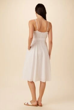 Adelina Cotton Eyelet Midi Dress - White -Women Clothing Sales 7944 Adelina White 3