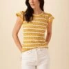 Kelso Organic Cotton Blouse - Ivory And Sunflower