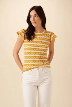 Kelso Organic Cotton Blouse - Ivory And Sunflower
