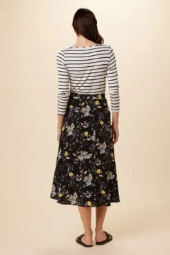 Blaze Washable Silk Wrap Skirt - French Jardin Black -Women Clothing Sales 7965 Blaze Wrap French Jardin Black 3